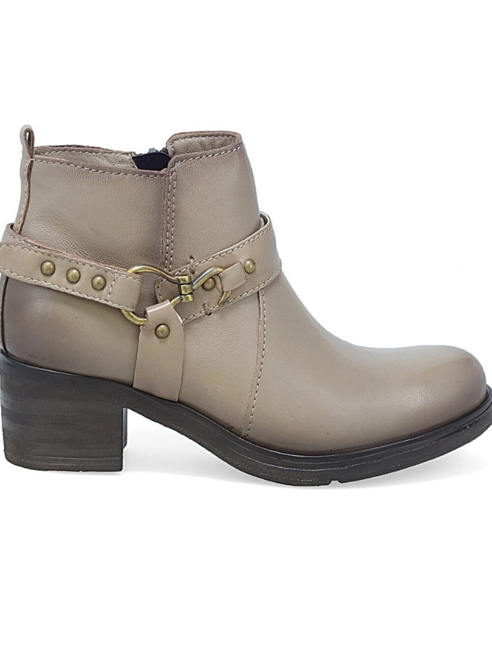 Miz Mooz Sydni Moto-inspired leather ankle boot In Taupe .Size EU 42/ US 10.5-11